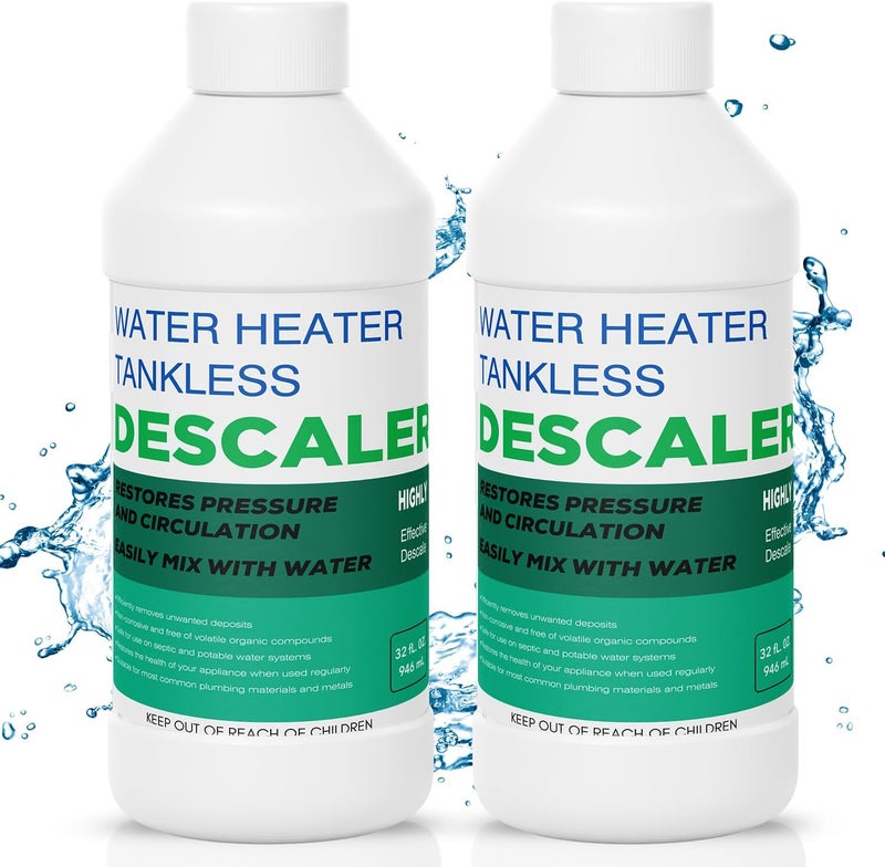 Qoddxx 2 Pack Tankless Water Heater Descaler - Quart (64 oz) Premium Tankless Water Heater Systems, Highly Effective Descaler Restores Heating Efficiency, Easy Use - Image 1